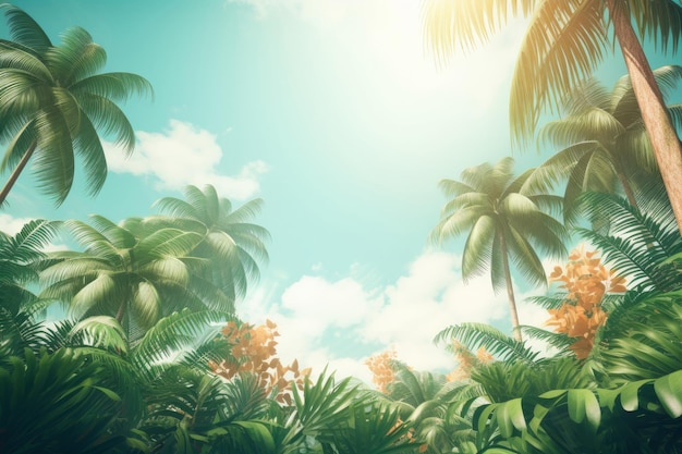 Fundo tropical de verão com ilustração de espaço de cópia AI Generative