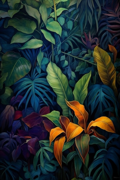 Fundo tropical Folhas exóticas coloridas Folhas de Monstera