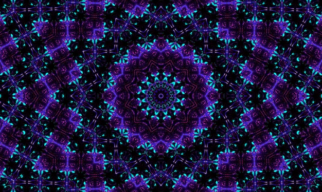 Fundo ultravioleta, flores tropicais Buganvílias com efeito caleidoscópio, padrão floral mandala.