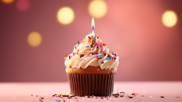 fundo velas de aniversário cupcake