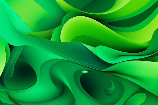 Fundo verde abstrato com formas curvas e curvas generativas ai