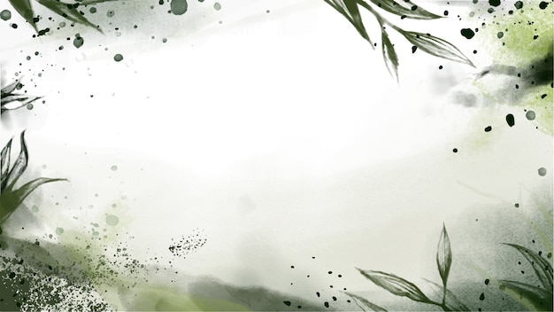 Fundo verde aquarela com folha