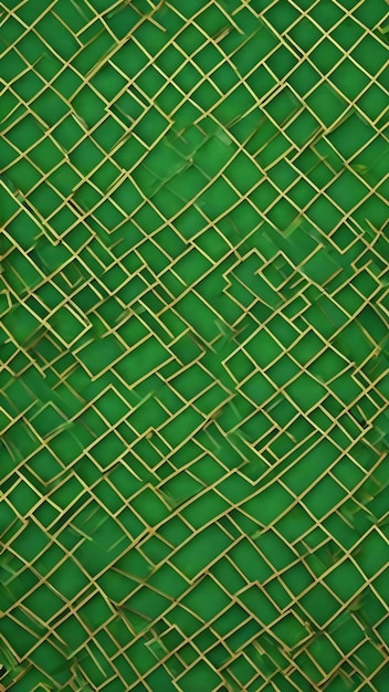 Fundo verde com um padrão de quadrados e linhas