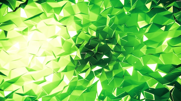 Foto fundo verde de cristal com triângulos. renderização em 3d.