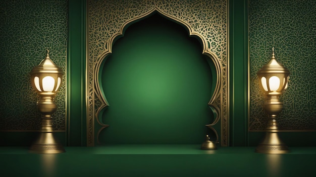 Fundo verde de luxo islâmico