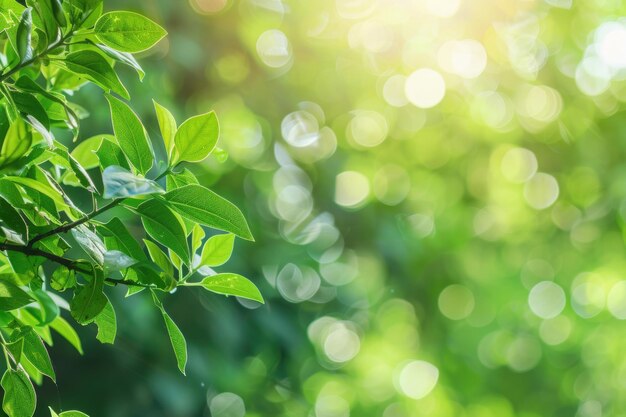 Fundo verde desfocado e luz solar