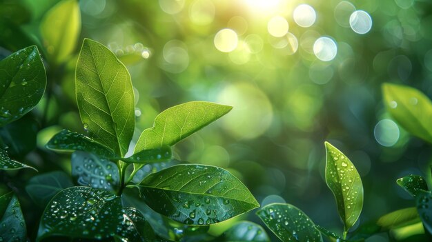 fundo verde desfocado sob a luz solar com bokeh e copiar o espaço usando como natural