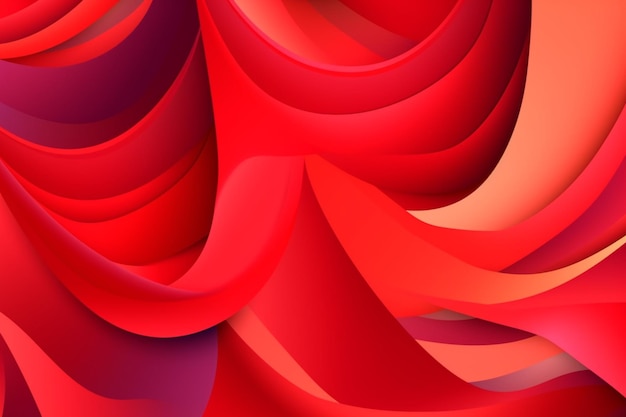 Fundo vermelho abstrato com linhas curvas e curvas generativas ai