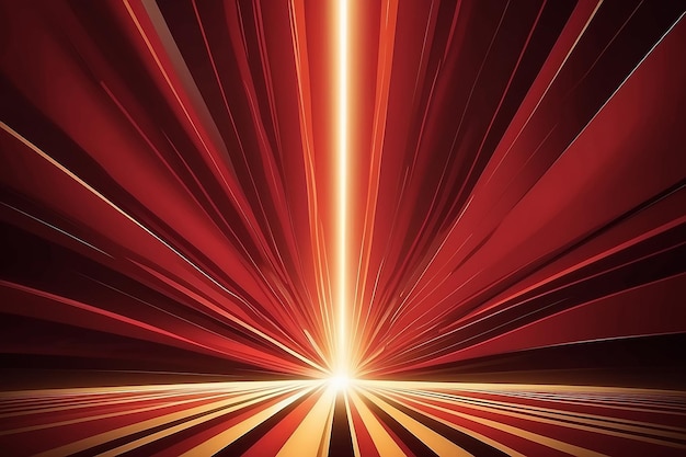 Fundo vermelho abstrato com raios de luz dourados