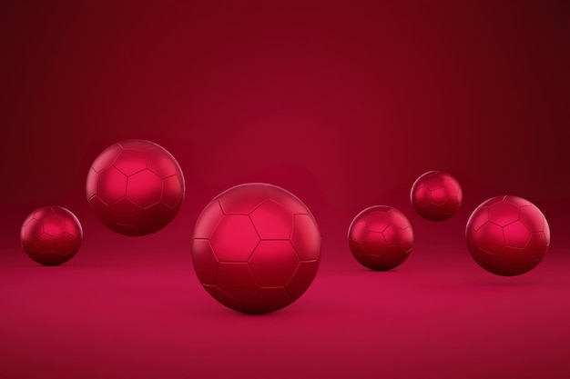 Fundo vermelho abstrato da bola de futebol 3d