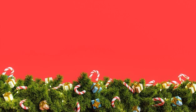 Foto fundo vermelho com guirlandas de natal