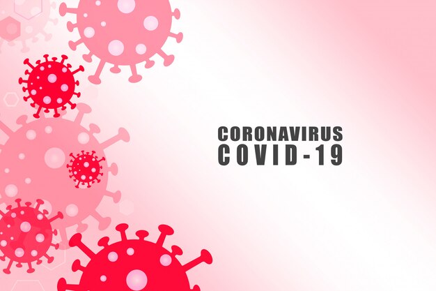 fundo vermelho com o vírus covid-19 azul