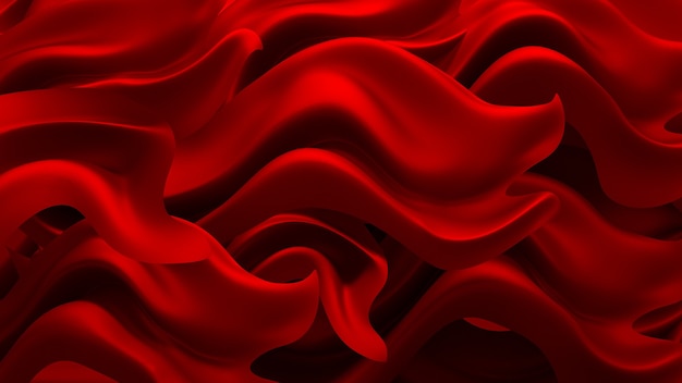 Fundo vermelho com tecido de cortina. ilustração 3d, renderização em 3d.