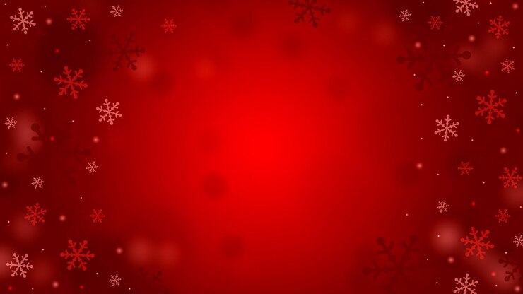 Foto fundo vermelho de natal com flocos de neve caindo
