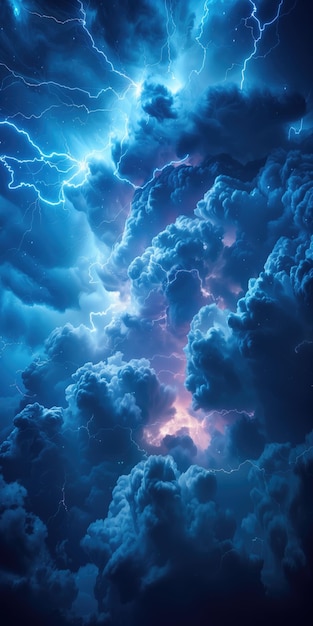 fundo vertical com nuvens de tempestade e relâmpagos