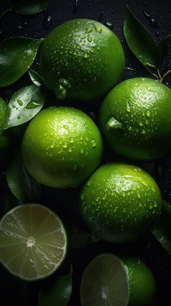 Fundo Vertical de Fruta Limão Orgânica Fresca