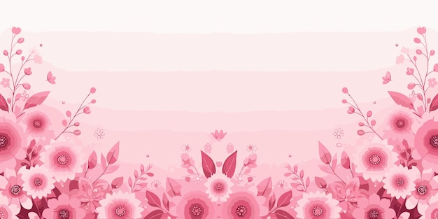 Fundo vetorial com flores cor-de-rosa Fronteira floral decorativa Fronteira florescente Ilustração vetorial