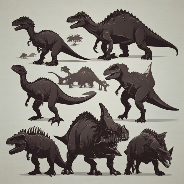 Foto fundo vetorial de silhuetas de dinossauros