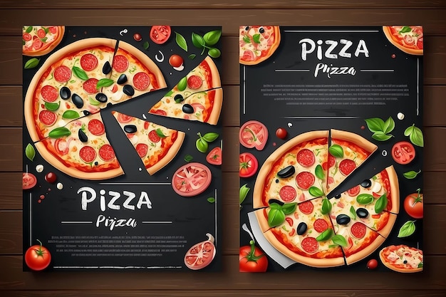 Foto fundo vetorial realista do panfleto da pizza pizzeria