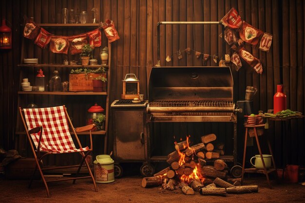 Fundo vintage com elementos de churrasco