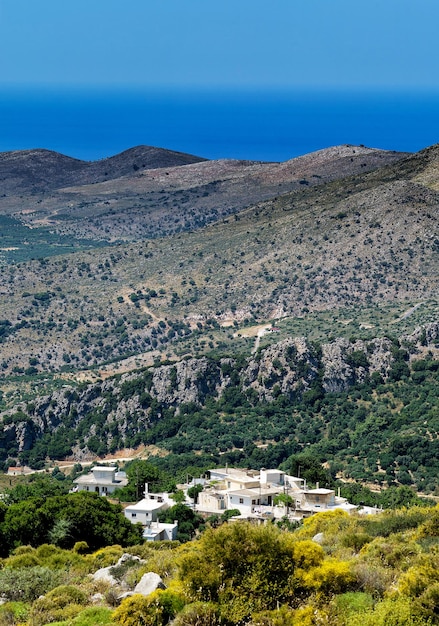 Fundo vívido vertical da paisagem do vale de Creta