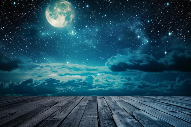 fundos céu noturno com estrelas e lua e nuvens madeira Elementos desta imagem fornecidos pela NASA