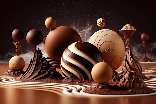 Foto fundos criativos de chocolate. design criativo de bola de chocolate