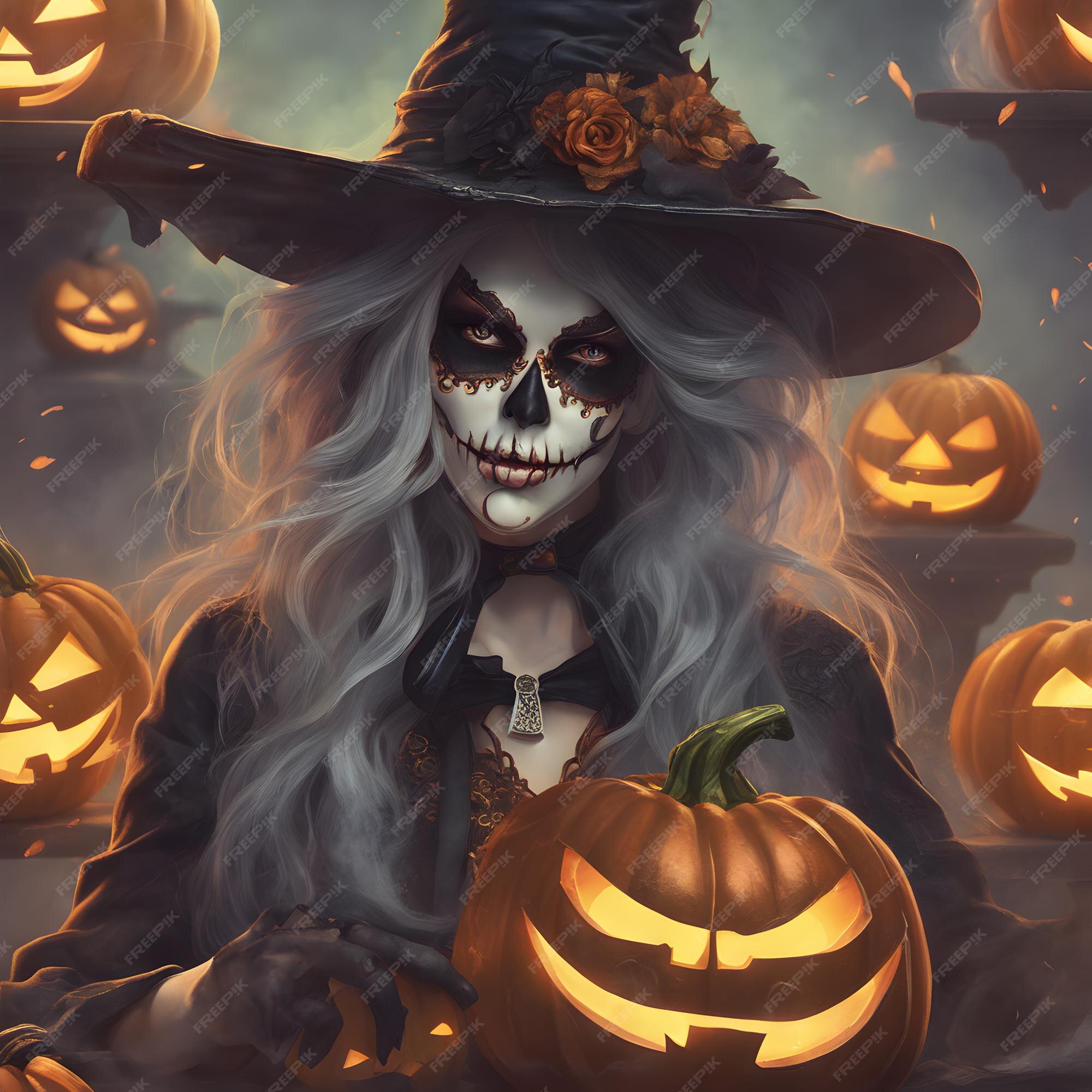 Fundo Bruxas Assustadoras E Uma Jackolantern Esculpida Para O Halloween  Foto E Imagem Para Download Gratuito - Pngtree