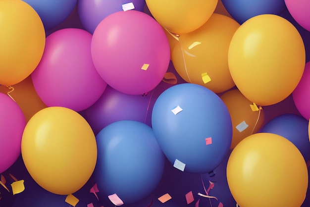 Fundos de festa de aniversário balões confetes gadgets de festa