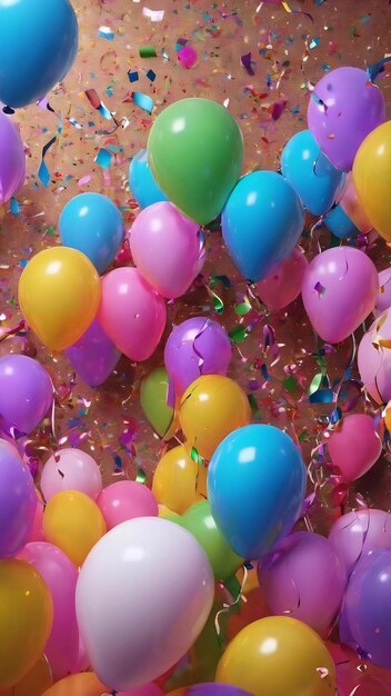 Fundos de festas de aniversário balões confete gadgets de festas