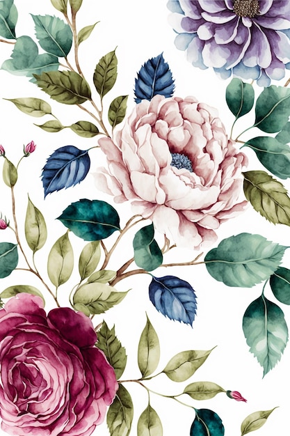 fundos de padrão floral vintage aquarela