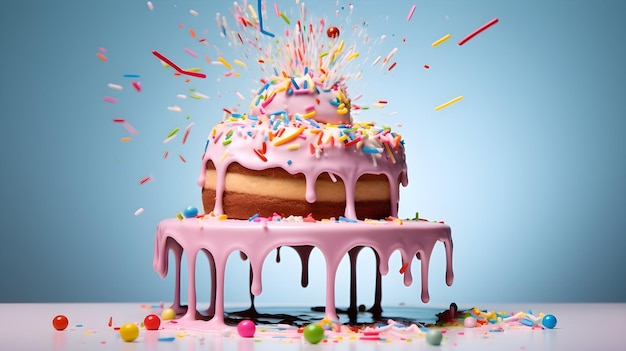 Funfetti Geburtstagskuchen eine farbenfrohe Explosion von Sprinkles und Freude