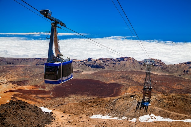 Funicular en un teleférico al volcán Teide en Tenerife, Islas Canarias, España