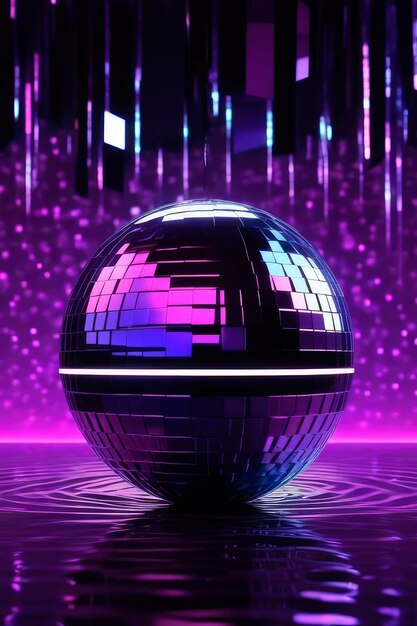 Foto funkelnder disco-ball leuchtet mit neon nachtleben hell und party abstrakt hintergrundillustration