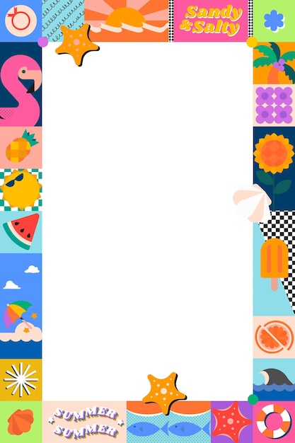 Funky Beach png-Doodle-Rahmen mit farbenfrohem Design und durchsichtigem Hintergrund