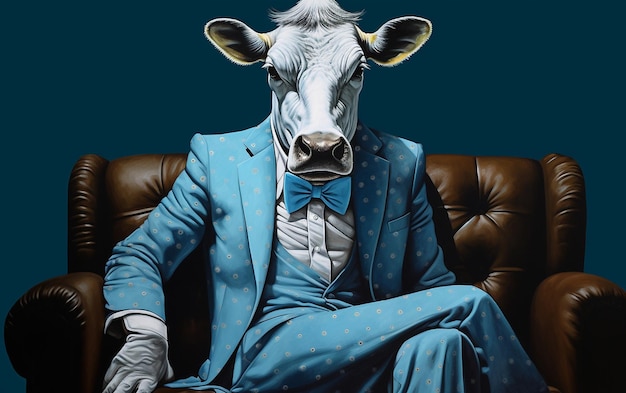 Funky Cow Portrait Generative KI