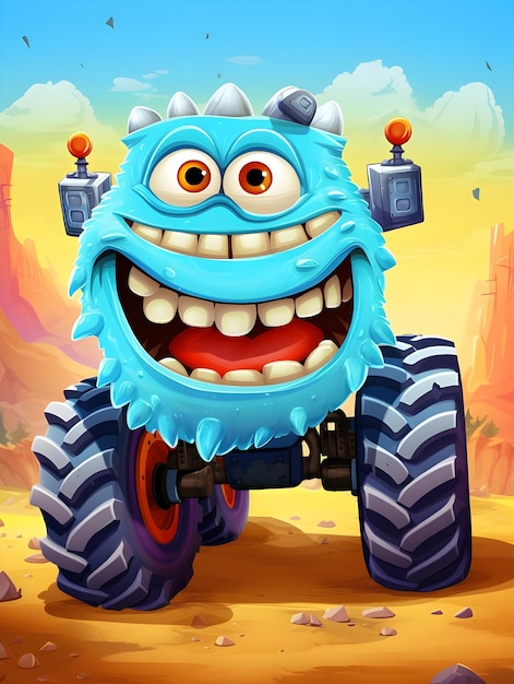 Funny Cartoon Monster Truck mit leistungsfähigem Motor