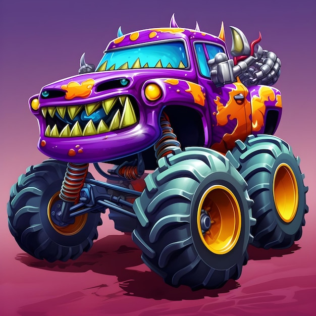 Funny Cartoon Monster Truck mit leistungsfähigem Motor