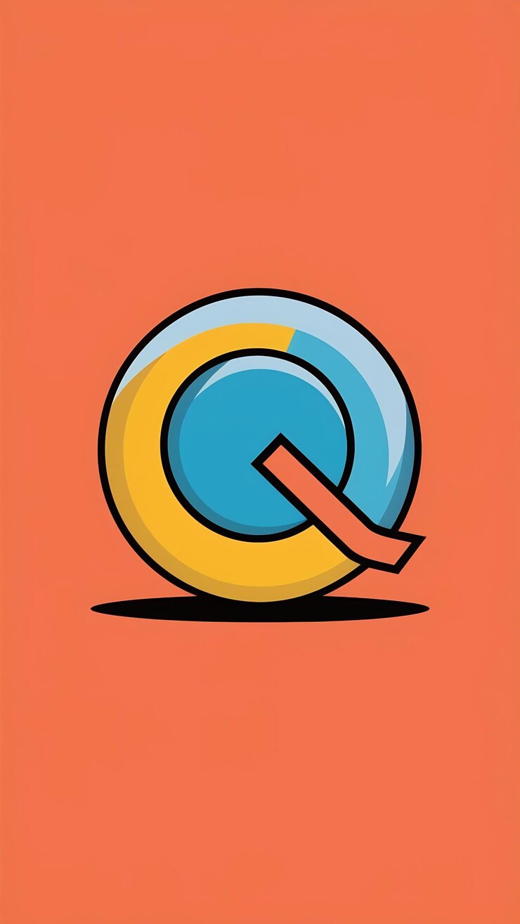 Foto funny círculo plano esfera logotipo web ícone q letra sinal vetor desi