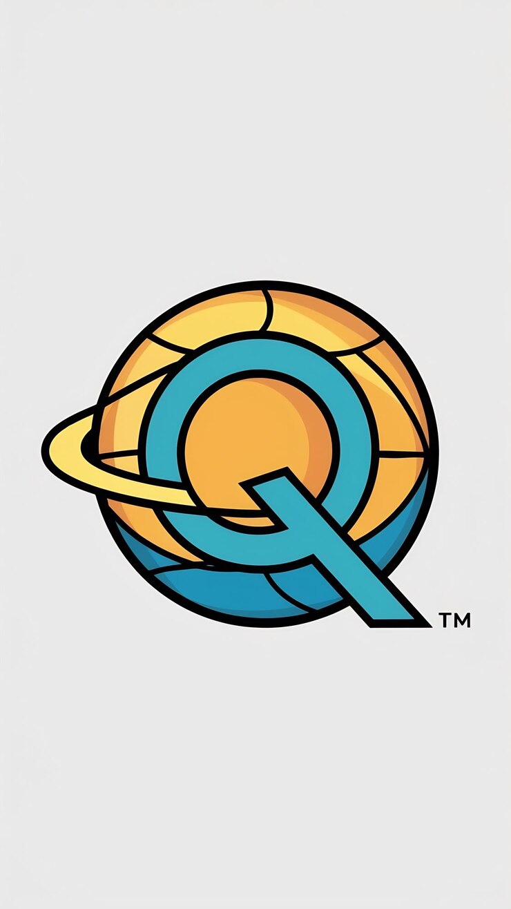 Foto funny círculo plano esfera logotipo web ícone q letra sinal vetor desi