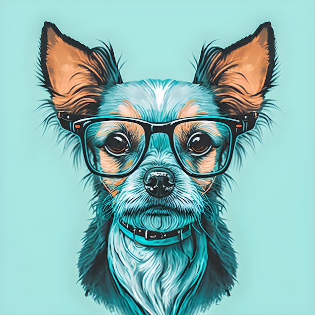 Funny Hipster Cute Dog Art Illustration Perros antropomórficos