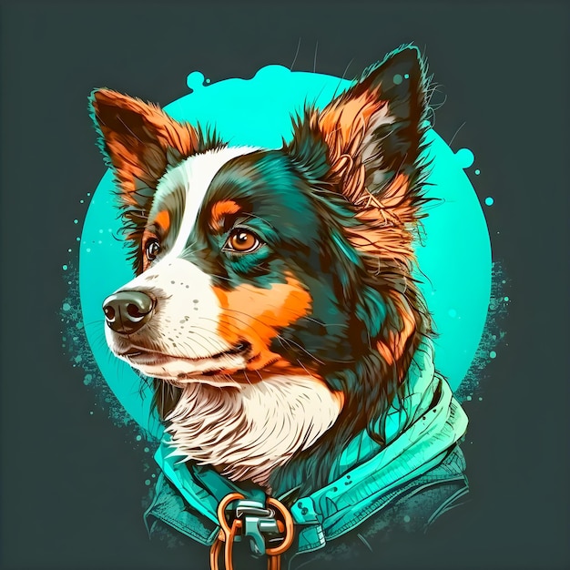 Funny Hipster Cute Dog Art Illustration Perros antropomórficos