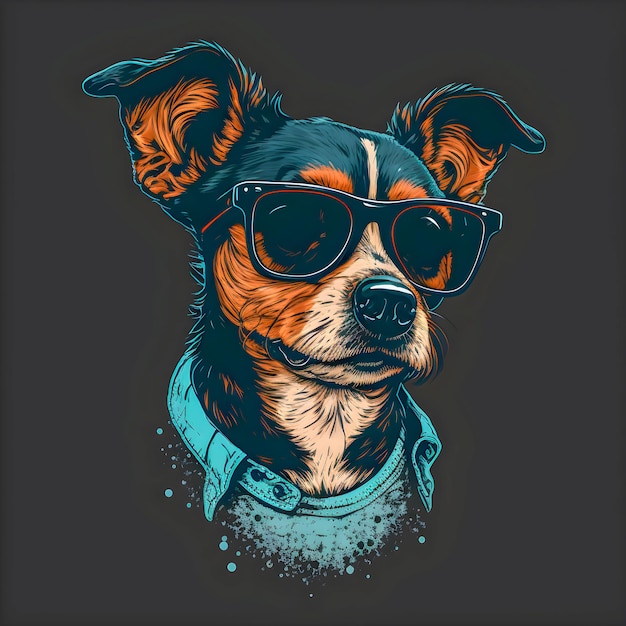 Funny Hipster Cute Dog Art Illustration Perros antropomórficos