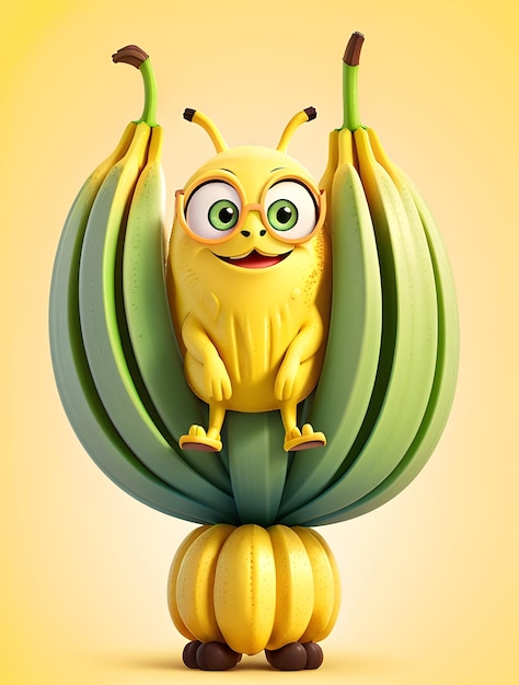 Foto funny personaje de plátano en amarillo
