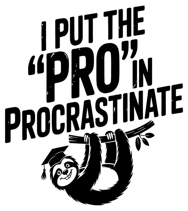 Foto funny sloth with graduation cap shows procrastination is a professional skill