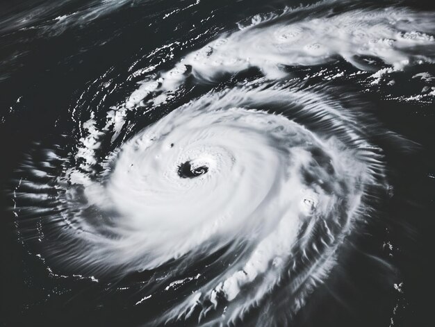 Foto furacão gigante influenciado pela mudança climática temporada de furacões generativa ai