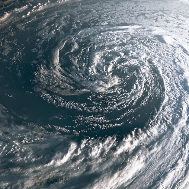 Furacão na Terra visto do espaço. Tufão sobre o planeta Terra. Os elementos desta imagem são fornecidos pela NASA.