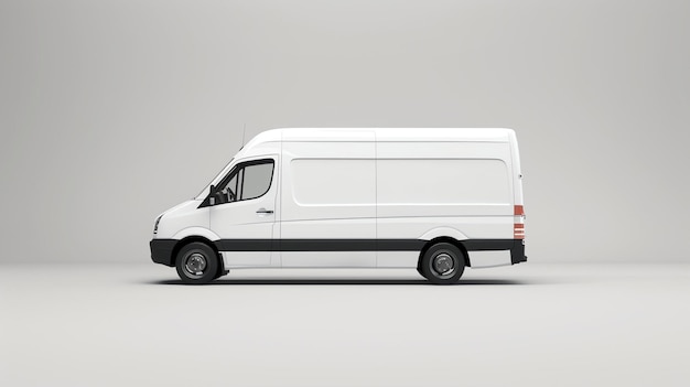 Furgoneta de carga blanca aislada en fondo blanco representación 3D de un camión de entrega con espacio en blanco para la marca