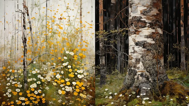 Fusão artística Gustav Klimt e Andrew Wyeth pintando uma harmonia de estilos e perspectivas