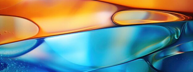 Foto fusão dinâmica de líquidos laranja e azul interação de líquidos coloridos abstratos ai generativo